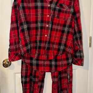 Victoria's Secret Red and Black Plaid Pajama Set